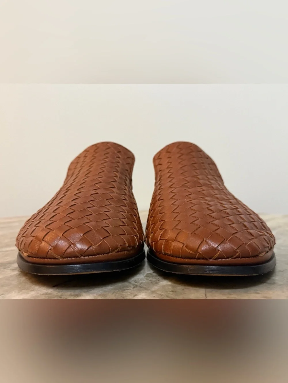 Bottega Veneta Sunday Slipper Caramel Brown Intrecciato Leather 45/ 12 Woven Tan